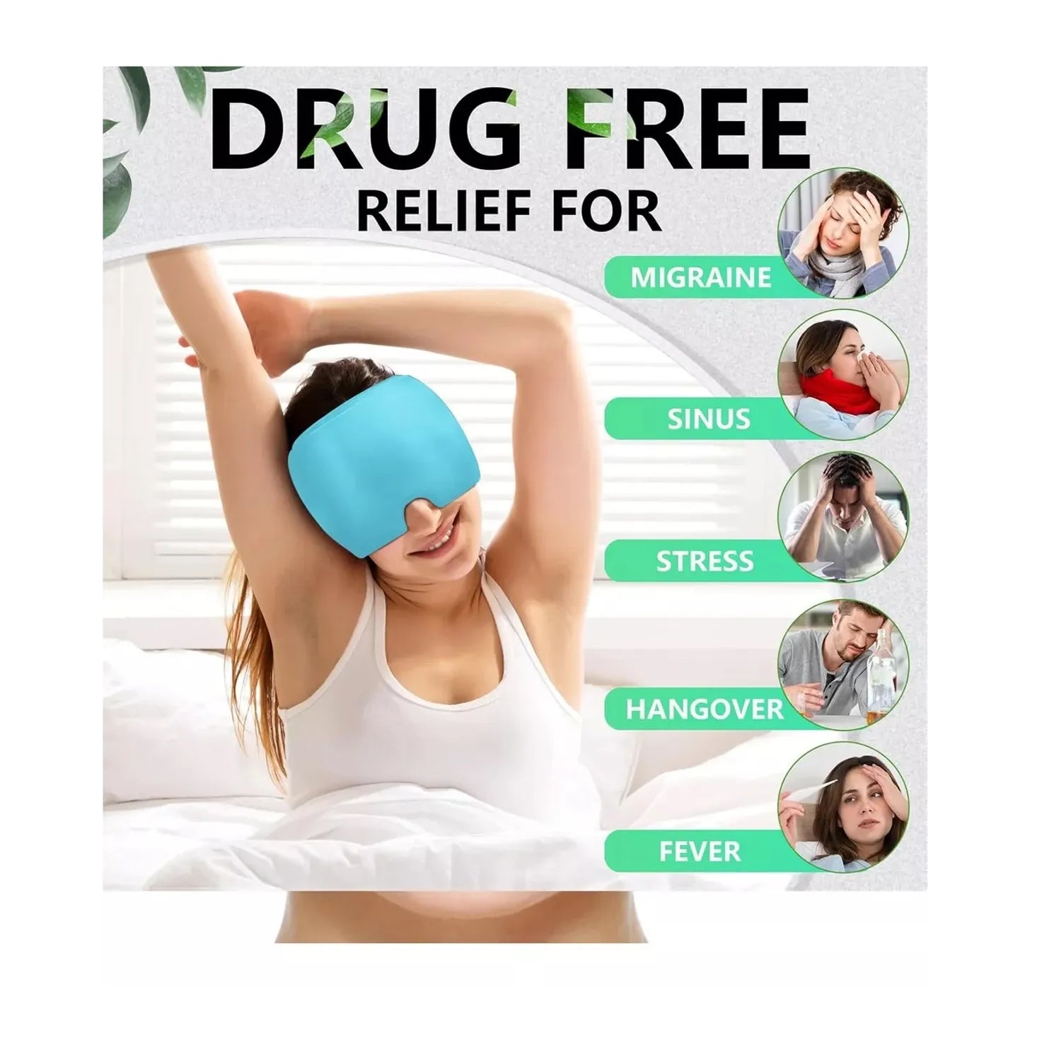 Gorro Gel Compresa Alivio Migraña 180°